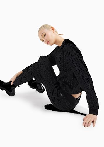 Armani Exchange Women's Cotton French Terry Sweatshrt with All Over Ax Logo Sweatshirt, Black, XS von Armani Exchange
