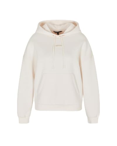 Armani Exchange Women's Cross Gender, Cuffed Sleeve small Front Logo Relaxed fit, Sweatshirt, White, M von Armani Exchange