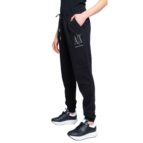 Armani Exchange Women's Drawstring Logo Studs Terry Jogger Casual Pants, Black, L von Armani Exchange