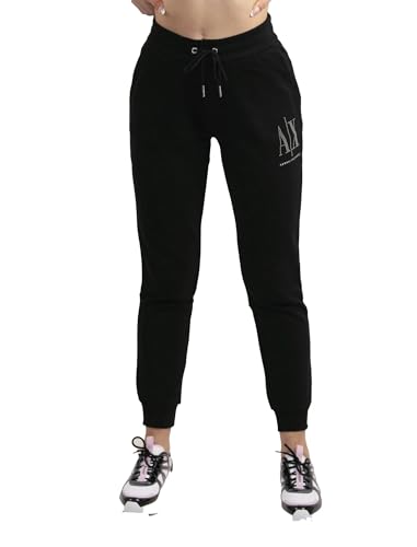 Armani Exchange Women's Drawstring Logo Studs Terry Jogger Casual Pants, Black, X-Klein von Armani Exchange