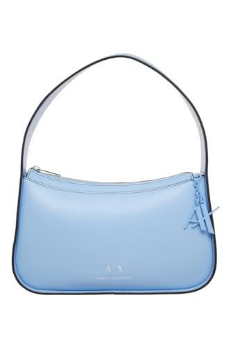 Armani Exchange Women's Elysees, Logo Chain, Zipped Shoulder Bag, Blue River von Armani Exchange