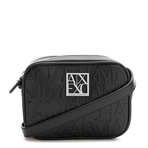 Armani Exchange Women's Essential, Liz, ovrall Lettering, Metal Square Logo Camera case, Black von Armani Exchange