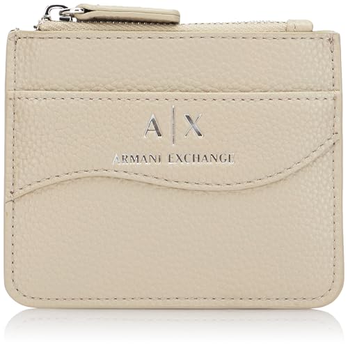 Armani Exchange Women's Essential, Wave, Silver Printed Logo Travel Accessory-Envelope Card Holder, Pisco von Armani Exchange