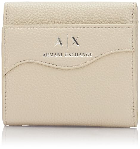 Armani Exchange Women's Essential, Wave, Silver Printed Logo Bi-Fold Wallet, Pisco von Armani Exchange