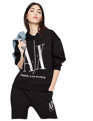 Armani Exchange Women's, Icon Project Hoodie, Embroidered Logo Hooded Sweatshirt, Black, XL von Armani Exchange