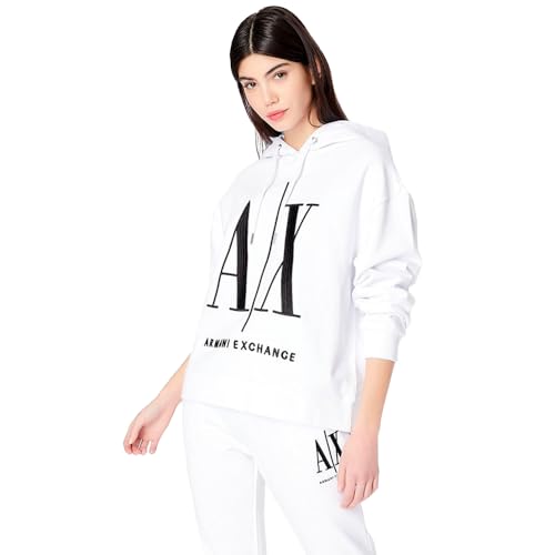 Armani Exchange Women's, Icon Project Hoodie, Embroidered Logo Hooded Sweatshirt, Opt. White, M von Armani Exchange