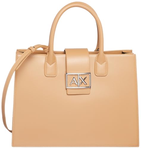 Armani Exchange Women's Jodie, Sustainable, Logo Plate Closure Medium Tote, Camel Rose Armani Exchange Women's Jodie, Sustainable, Logo Plate Closure Medium Tote, Camel Rose von Armani Exchange