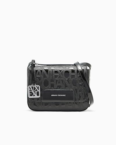 Armani Exchange Women's Liz Pebble Embossed Logo Texture Crossbody Bag, Black von Armani Exchange