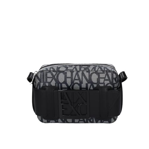 Armani Exchange Women's Logo Placket Top Zip Crossbody Bag Camera case, Beige/Black von Armani Exchange