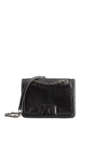 Armani Exchange Women's Madison metallic Logo Crossbody S, Black von Armani Exchange