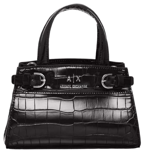 Armani Exchange Women's Milano 91, Sustainable, Tortoiseshell,Double Buckle Tote S, Black von Armani Exchange