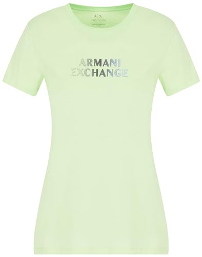 Armani Exchange Women's Ombre Metallic Logo Cotton Jersey T-Shirt, Agave, XS von Armani Exchange
