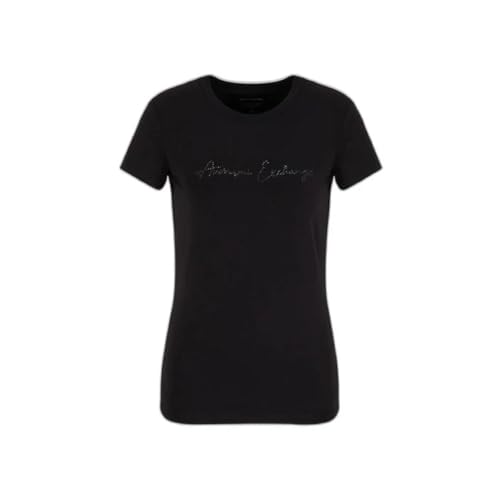 Armani Exchange Women's Rhinestone Script Logo Cotton Crewneck T-Shirt, Black, Small von Armani Exchange