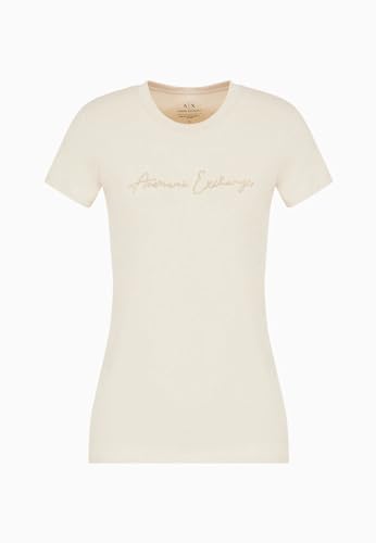 Armani Exchange Women's Rhinestone Script Logo Cotton Crewneck T-Shirt, Dusty Ground, Large von Armani Exchange