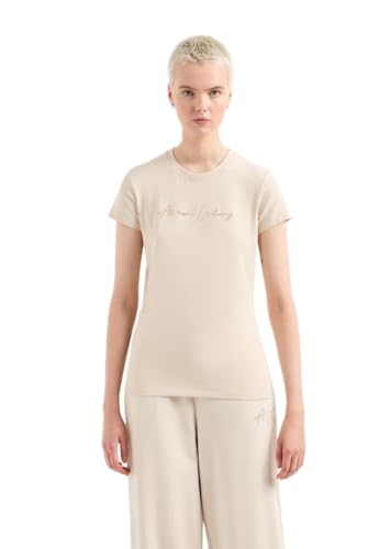 Armani Exchange Women's Rhinestone Script Logo Cotton Crewneck T-Shirt Dusty Ground, XS von Armani Exchange