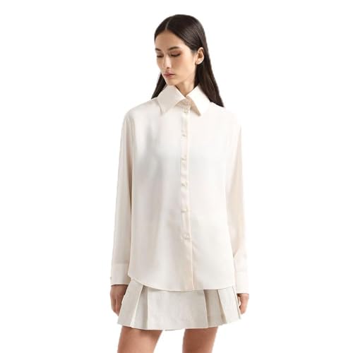 Armani Exchange Women's Satin Button Down Blouse T-Shirt, Iso, X-Large von Armani Exchange