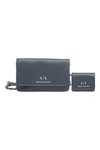 Armani Exchange Women's Shoulder Chain, Printed Logo, Magnetic Closure Accessory-Travel Wallet, Black von Emporio Armani