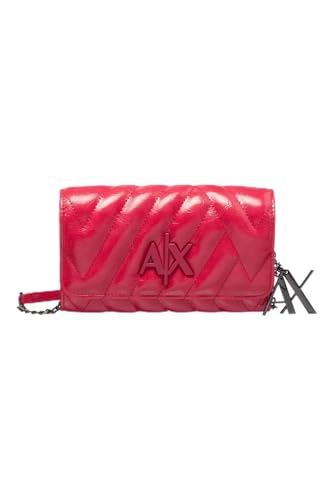 Armani Exchange Women's Shoulder Chain, Quilted Texture, Logo Plaque Tri-Fold Wallet, Red von Armani Exchange