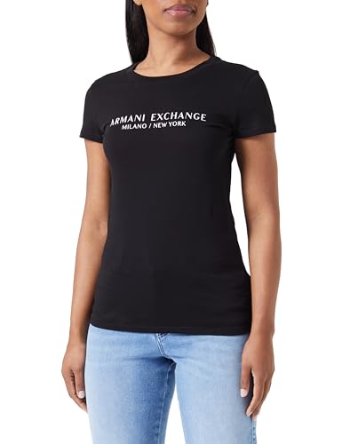 Armani Exchange Women's Slim Fit Milano New York Crewneck T-Shirt Black,M von Armani Exchange