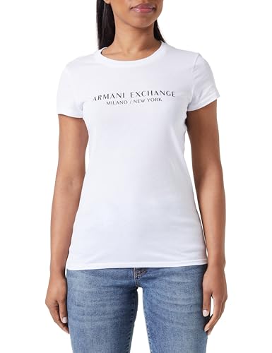 Armani Exchange Women's Slim Fit Milano New York Crewneck T-Shirt White,M von Armani Exchange