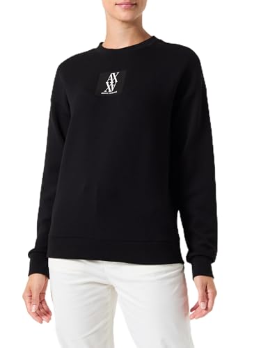 Armani Exchange Women's Square Logo, Round Neck Sweatshirt Black,L von Armani Exchange