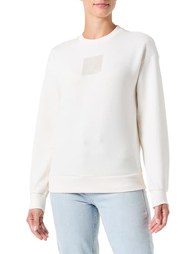 Armani Exchange Women's Square Logo, Round Neck Sweatshirt White,L von Armani Exchange