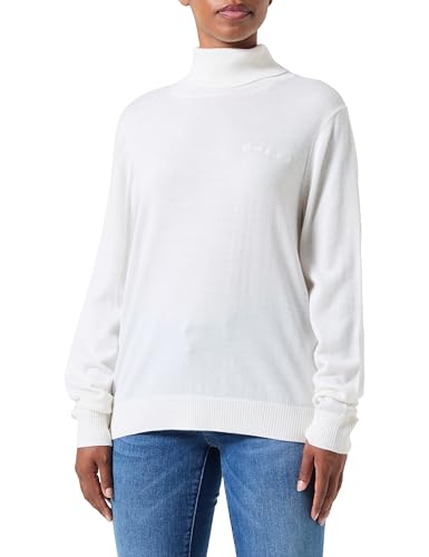 Armani Exchange Women's Turtle Neck, Ribbed Cuffs, Side Embroidered Logo Sweater White, L von Armani Exchange