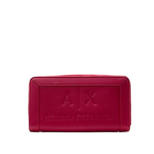 Armani Exchange Women's Zip Around, Embossed Logo Tri-Fold Wallet, Red von Armani Exchange
