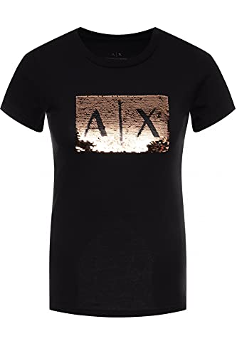 Armani Exchange Damen Basic T-Shirt with Logo On Bust T-Shirt, Schwarz, L von Armani Exchange