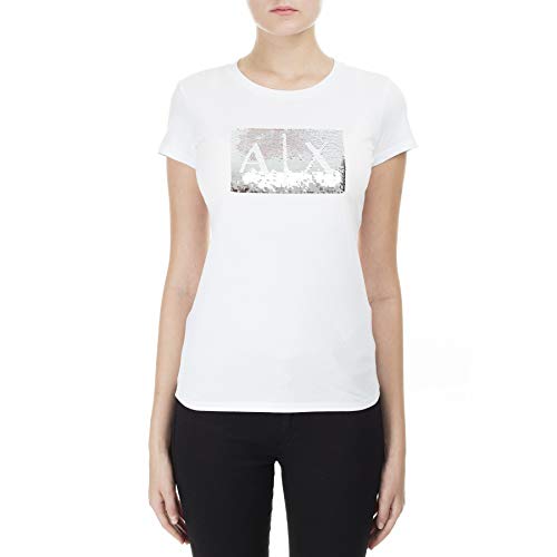 Armani Exchange Damen Basic T-shirt With Logo On Bust T-Shirt, Weiß, L von Armani Exchange