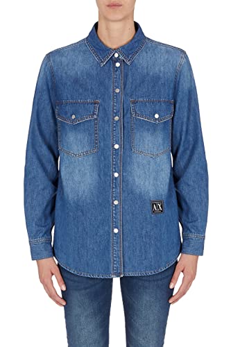 Armani Exchange Womens Denim Western Hemd, Blue, s von Armani Exchange