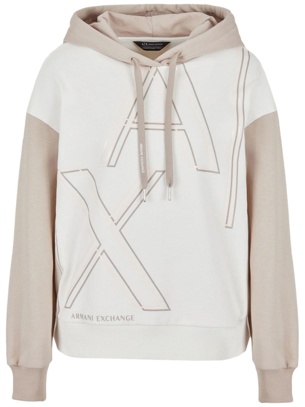 Armani Exchange Zweifarbiger Fleece-Hoodie mit Logo-Print - Nude von Armani Exchange