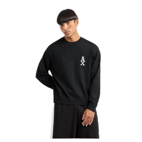 Armani ExchangeMen's The Grid, Sustainable, Jacquard Logo Pullover Sweater Black,XS von Armani Exchange