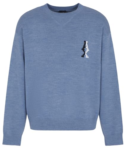 Armani ExchangeMen's The Grid, Sustainable, Jacquard Logo Pullover Sweater Flint Stone,XXL von Armani Exchange