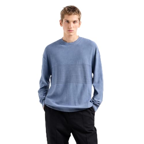 Armani ExchangeMen's The Grid, Sustainable, Reverse Jersey link Stitch Pullover Sweater Flint Stone,XXL von Armani Exchange