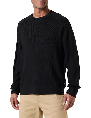 Armani ExchangeMen's The Grid, Sustainable, Ribs and Reverse Jersey Stitch Pullover Sweater Black,L von Armani Exchange
