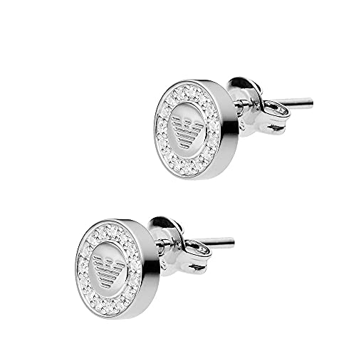 Emporio Armani Damen Ohrringe aus Edelstahl oder Halbedelsteinen mit Push-Back-Verschluss, Silberner Sand von Armani