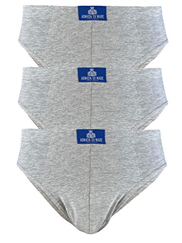 Armata di mare 3 Slips Herren Baumwolle elastisch mit Gummizug innen und Schriftzug Weiß Schwarz Grau Blau (5/L, Grau), grau von Armata di Mare