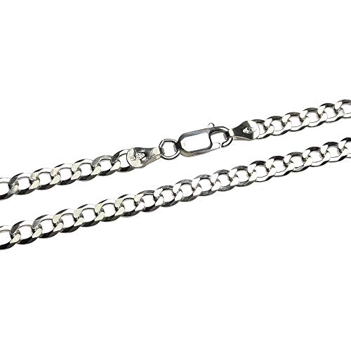 Panzerkette 4,2 mm breit - massiv und stabil - echt 925 Sterling Silber rhodiniert - Spiegelpanzerkette - Silberkette - Halskette - Herren - Damen (50) von Armbrust-Ruf