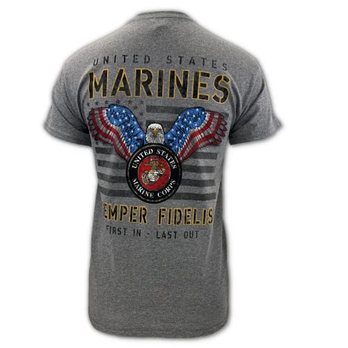 Armed Forces Gear US Marine Corps Herren-T-Shirt mit Sternen und Streifen, offizielles Lizenzprodukt der US Marines für Herren (Graphit), Grau (Graphite//Nature's Delight), L von Armed Forces Gear