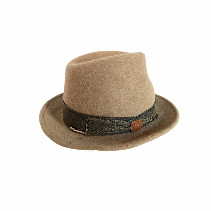 Handgefertigter Haarfilz-Fedora Borte Aus Gewachstem Canvas, Logo | 61 cm von ArmedandDangerousNYC