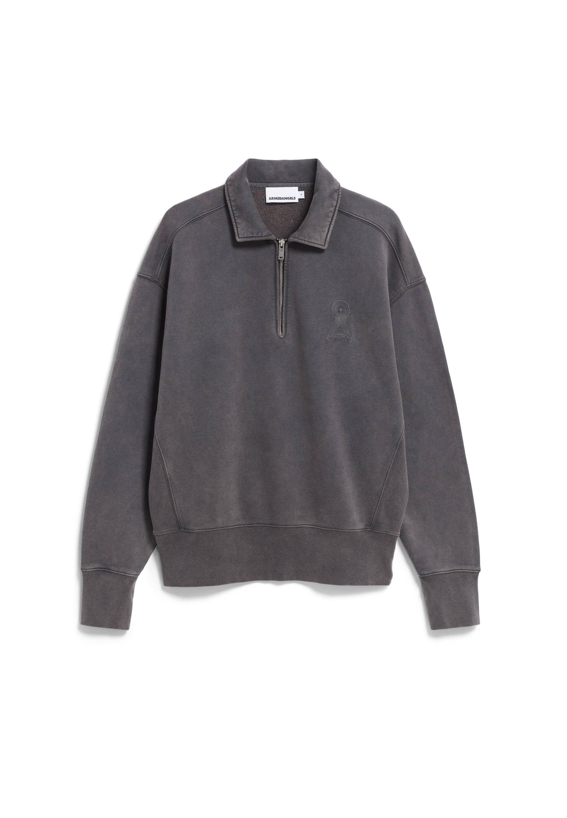 Armedangels - ICONIC Å GMT DYE ZIP TROYER dark steel washed - Gr. - L von Armedangels
