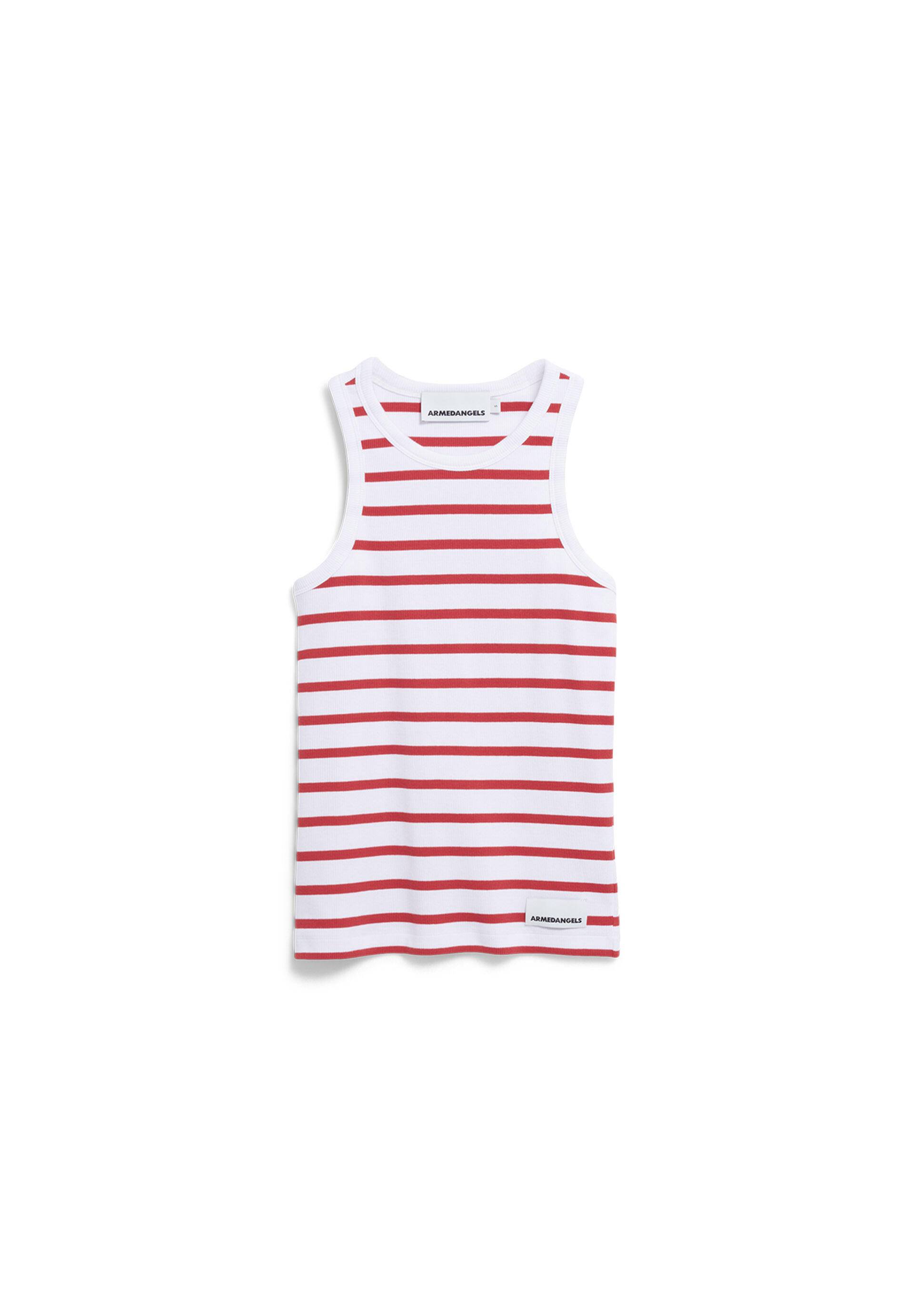 Armedangels - KANITAA STRIPES TOP white-coral blush - Gr. - M von Armedangels