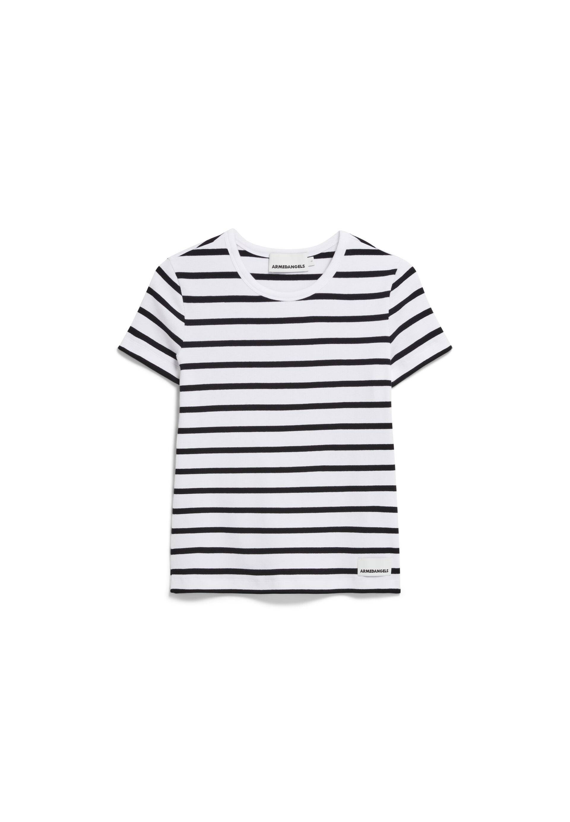 Armedangels - KARDAA STRIPES T-SHIRT white-black - Gr. - M von Armedangels