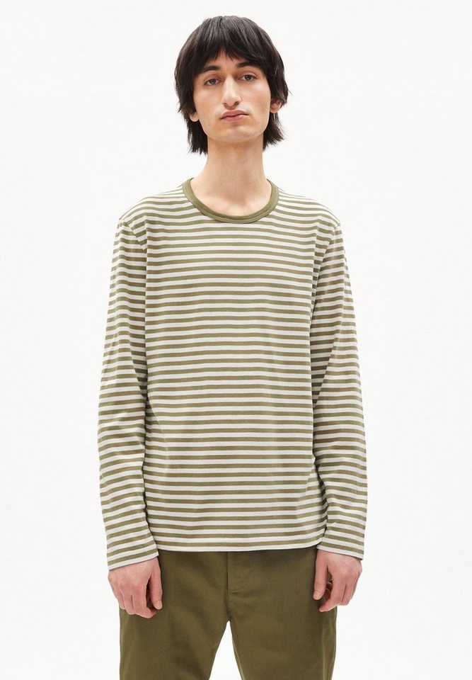 Armedangels Langarmshirt JOHAAN STRIPES oliva-off white von Armedangels