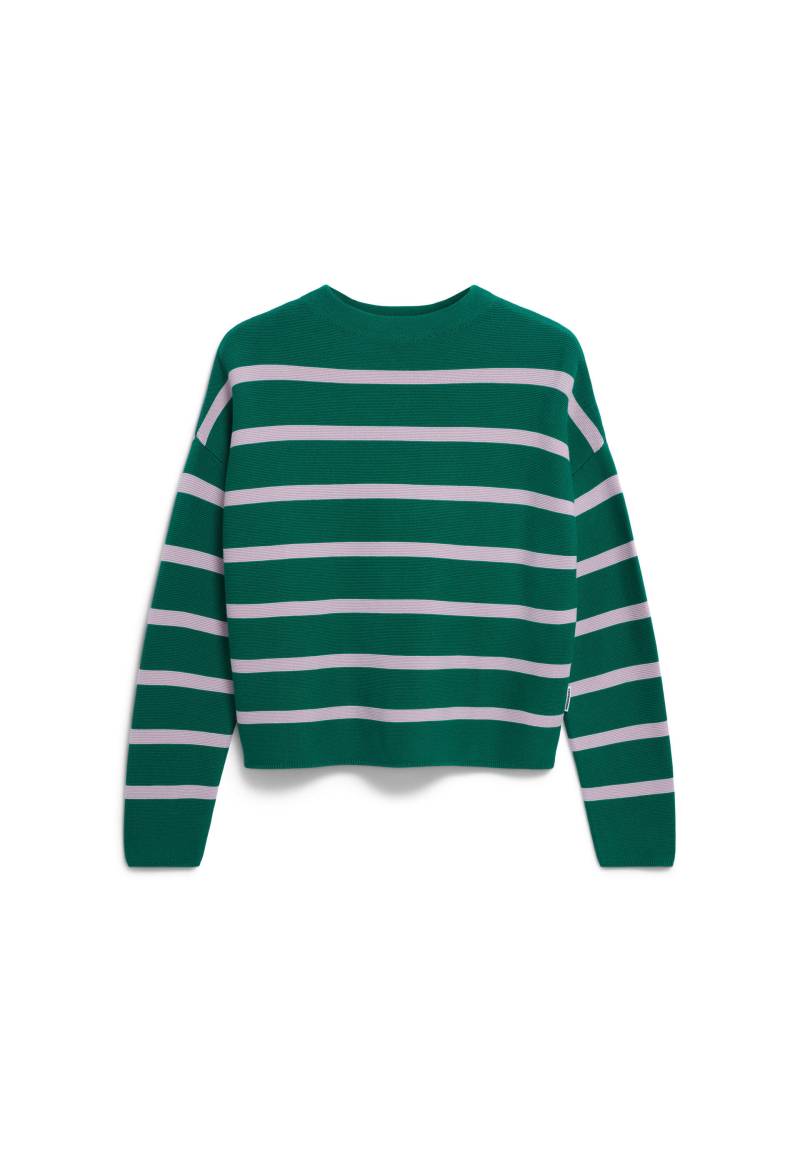 Armedangels - MERINAA STRIPES emerald green-ice grape - Gr. - L von Armedangels