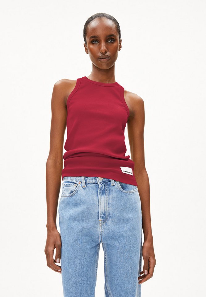 Armedangels Shirttop KANITAA Ripp-Top aus Bio-Baumwoll Mix Fitted (1-tlg., Fitted) Rundhalsausschnitt von Armedangels