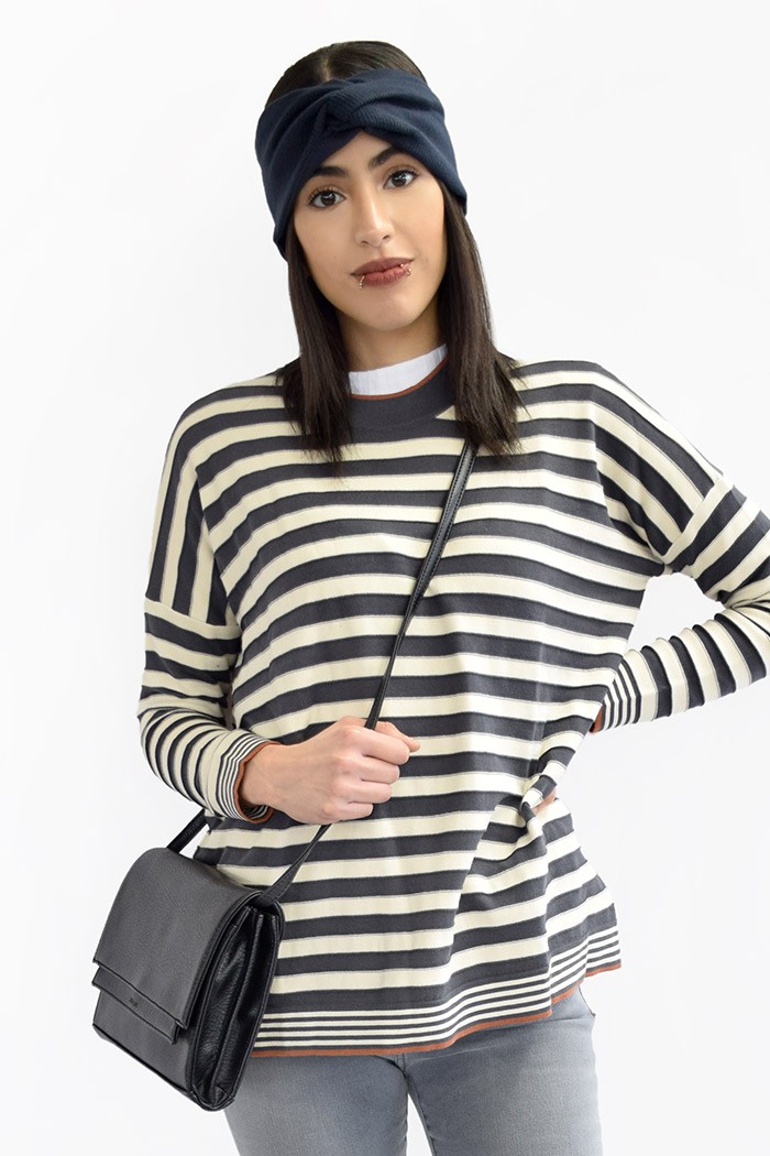 Armedangels Waanda Stripes Acid Black-Sandshell XS von Armedangels