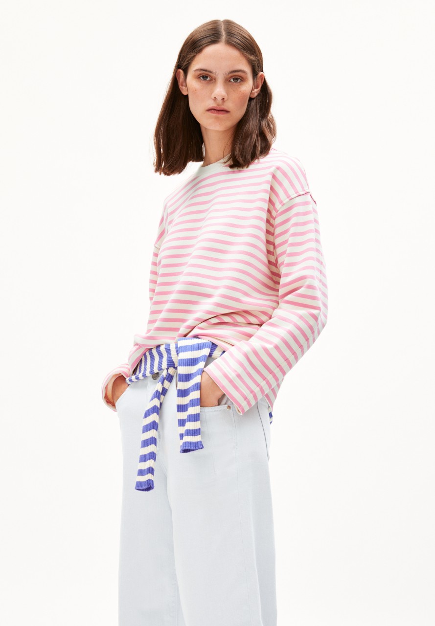 FRANKAA STRIPE | Armedangels | veganes Sweatshirt | raspb... M von Armedangels