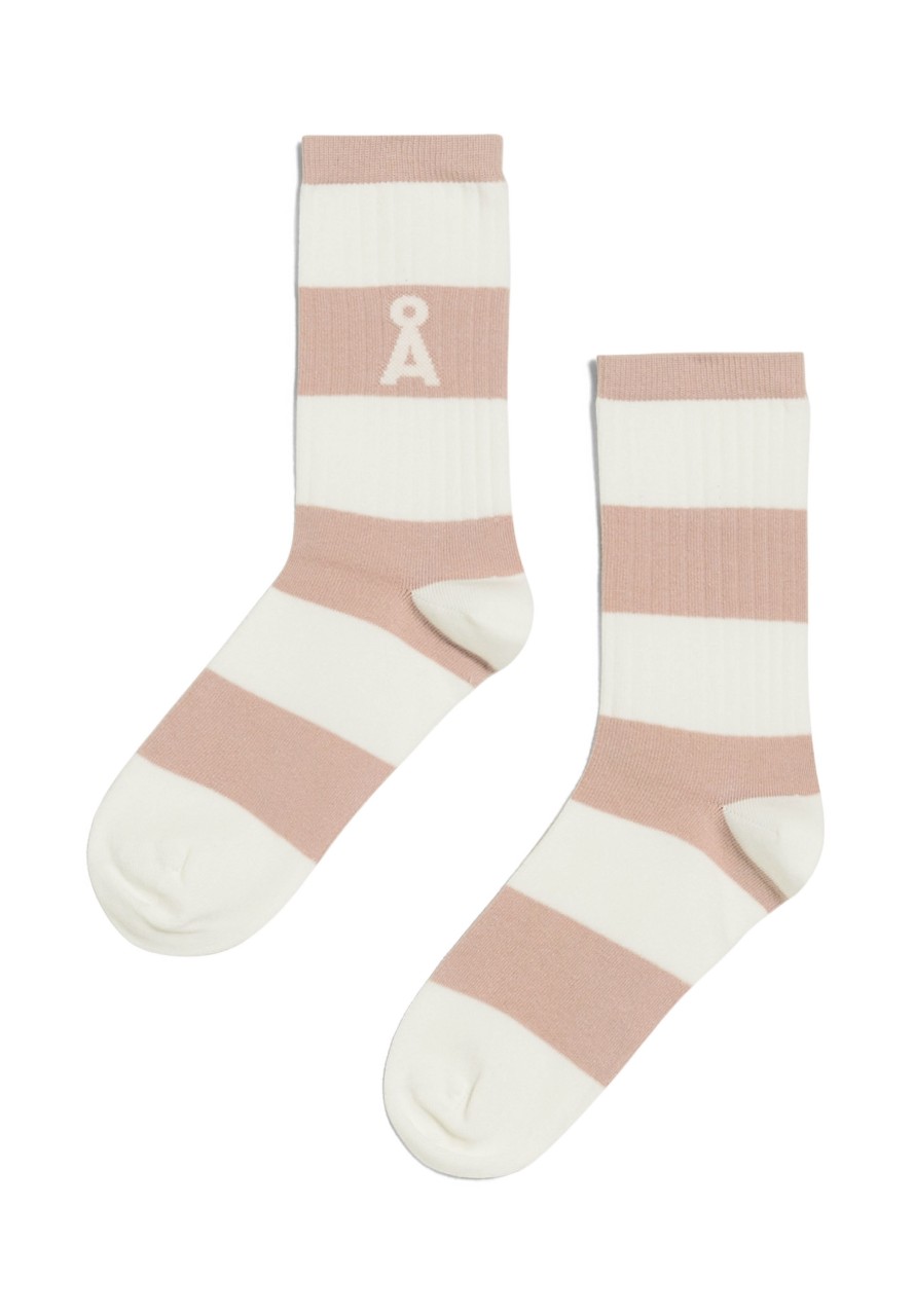 SAAMU BOLD STRIPES | vegane Socken | rosa - weiss 39-42 von Armedangels